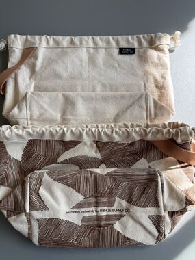 Fringe Supply Co. Canvas Drawstring Pouch Duo in Cream & Brown